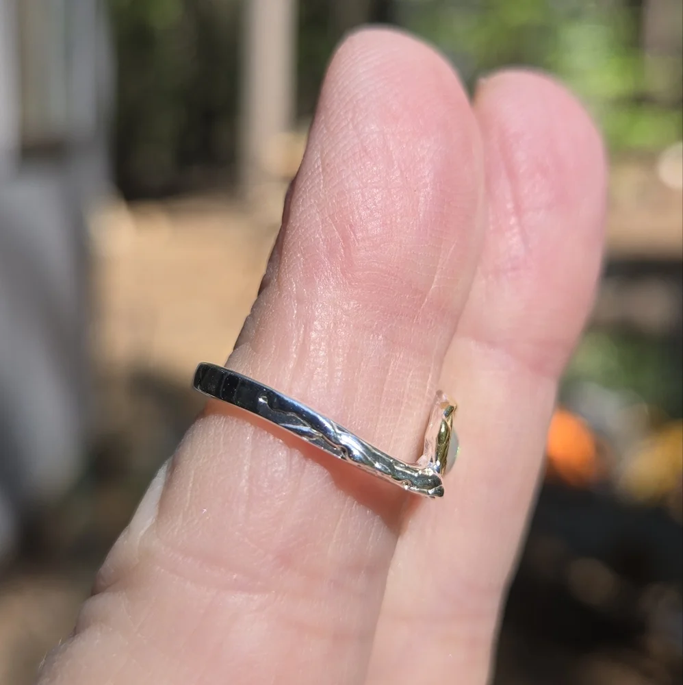 Opal Natural Sterling Silver & Gold Ring Sz5 - Picture 7 of 9
